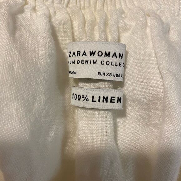 Zara Woman White Off The Shoulder Linen Top Size XS - Picture 7 of 8